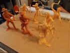 Seven Vintage Louis Marx   Co  Toys  Plastic 6in Tall  Cowboys   Indians