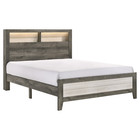 New 5pc Queen King Brown Gray Bookcase Bed Set W  Headboard Lighting Bed d m n c