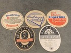 Vintage German European Beer Coasters Advertising Collectible Lot Of 5