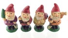 Lot Of 4 Gnome Elves Bisque Ceramic Figurine Standing Tree Lamp Bag Figure S804