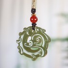 Chinese Natural Grade A Green Hetian Jade Jadeite Hand-carved Pendant Dragon