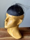 Vtg 50   s Black Fascinator Pillbox Hat W  Mesh Rhinestone Veil Wedding Party Mcm