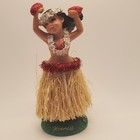 Vintage Hawaiian Hula Girl Car Nodder Bobble Dancer Hawaii Aloha Grass Skirt Lei
