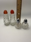 Vintage Set Of 4 Crystal Glass Salt   Pepper Shakers Mini   Standard