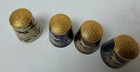 Cloisonne Thimbles Brass And Enamel Multicolor Birds Lot Of 4 Vintage
