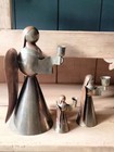 3 Vintage Mcm Mid-century Modern Copper Brass Angel Candle Holder 12   5