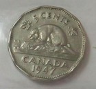1947 Canada 5 Cent Dot Variety George Vi Iccs Very Good 8