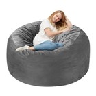 3ft Bean Bag Chair - Memory Foam Filled Soft Sofa  Dutch Velvet Cover - Grey
