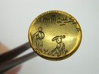 Antique Picture Button French Brass Scene Field Hands P   H Paris Bm  5 8 