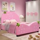 Kids Children Upholstered Platform Toddler Bed Bedroom Furniture Berry Pattern