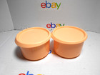  new  Tupperware Lot 2 Of Orange Small Canister Bowl 7693a   Orange Lids  7790a