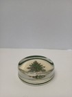 Vintage Round Glass Paperweight  Christmas Tree Presents