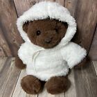 Fao Schwarz Brown Teddy Bear 13    Plush Stuffed Animal White Hoodie
