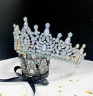 Sapphire Queen Crown  Gold Princess Tiara  Gemstone Gold Tiara  Crown For Bride
