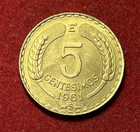 Chile 5 Centesimos 1961 Key Date Aluminum-bronze Coin 12k Mintage Km 190 T9580