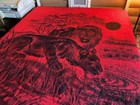 Vintage San Marcos Blanket Red Lion Lioness Blanket 94x92
