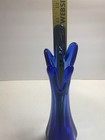 Art Glass Vase Swung Cobalt Blue Five Finger 11    Tall