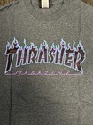 Thrasher Magazine Flame Logo T-shirt Gray Purple Blue Spade Tag Medium M