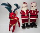 Vintage Dakin Dream Pets Style Velveteen Reindeer Figurines Pair Mcm Christmas