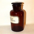 Antique Amber Apothecary Bottle Stopper Acid Tartaric 1000