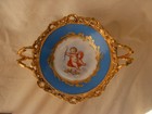 Antique French Paris Porcelain Tazza With Gilt Bronze Mount 19th Century 