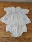 Vintage Mayfair White Polka Dots Frilly Lace Baby Girls Dress Size 12 Months