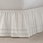 Eyelet Elastic Wrap Around Bed Skirt  Easy On off Dust Ruffle  18 Inch Drop     
