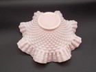 Vintage Pastel Pink Milk Glass Bowl Hobnail Ruffled Edges By Fenton 10 1 2 In