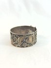 Vintage Taxco Sterling Silver Ornate Carved Floral Hinged Cuff Bracelet Signed