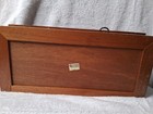 Vintage London Leather Wooden Roll Top Desk Organizer Jewelry Box Valet Drawer