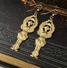 Art Nouveau Earrings Rare Angel Winged Goddess Antique Brass Findings