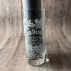 Jack Daniels Old No  7 Etched Glass Snowflakes Holiday Winter Christmas 6  Tall