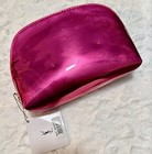 Yves Saint Laurent Beaut   Metallic Pink Faux Leather Zipper Makeup Bag