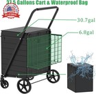 Heavy Duty Folding Shopping Cart With 360   Swivel Wheels  Waterproof Bag  Jumbo