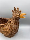 Vtg Wicker Chicken Rooster Basket Decorative Rustic Farmhouse Decor