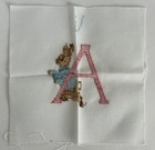 Vintage Handmade Beatrix Potter Cross-stitch 8x8 Block Letter    a    Quilt Pillow