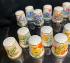 Mixed Lot Of 27 Vintage Floral Porcelain Thimbles W  Flowers Plants Roses 1980 s