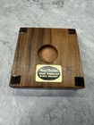 5 Leather Coasters With Hand Finished Solid American Black Walnut Base Vintage