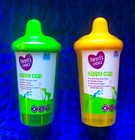 Parents Choice 2pk No Spill Sippy Cups 9oz stackable bite Resistant Yellow green