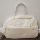 Nwt Bella Russo Cream Ivory Quilted 17 7  Weekender Duffle Bag W Crossbody Strap