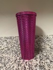 Starbucks Holiday 2022 Hot Pink Sangria Studded Metallic Cold Tumbler 24 Oz