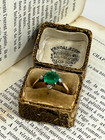 Antique 1 8ct Yellow Gold silver  Victorian Emerald And Rose Diamond Ring 
