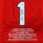 Vince Dooley Autographed Georgia  red  1  Custom Stat Jersey - Jsa
