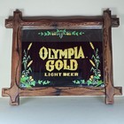 Vintage Olympia Gold Light Beer Mirror Bar Sign