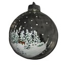 Hand Painted Christmas Ornaments  Winter Scene Snowman New Ooak Signed 4  Glass