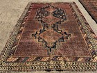 4x6 Vintage Rug Antique Oriental Red Handmade Old Muted Blue Pink Tribal 3x5 Ft