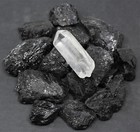 1 4 Lb Black Tourmaline Raw Rough Stones   Large Clear Quartz Crystal Point 4 Oz