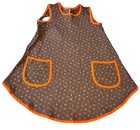 Vtg West Cal 46 Full Bib Kitchen Apron Mod Brown Floral Cottagecore Granny 70s