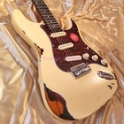 High Quality Vintage Heavy Aged St Electric Guitar Roasted Neck Cream Yellow 3ts