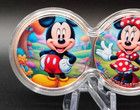 Set Of Two 1 Troy Oz  999 Fine Colorized Copper Rounds - Mickey   Minnie Mouse